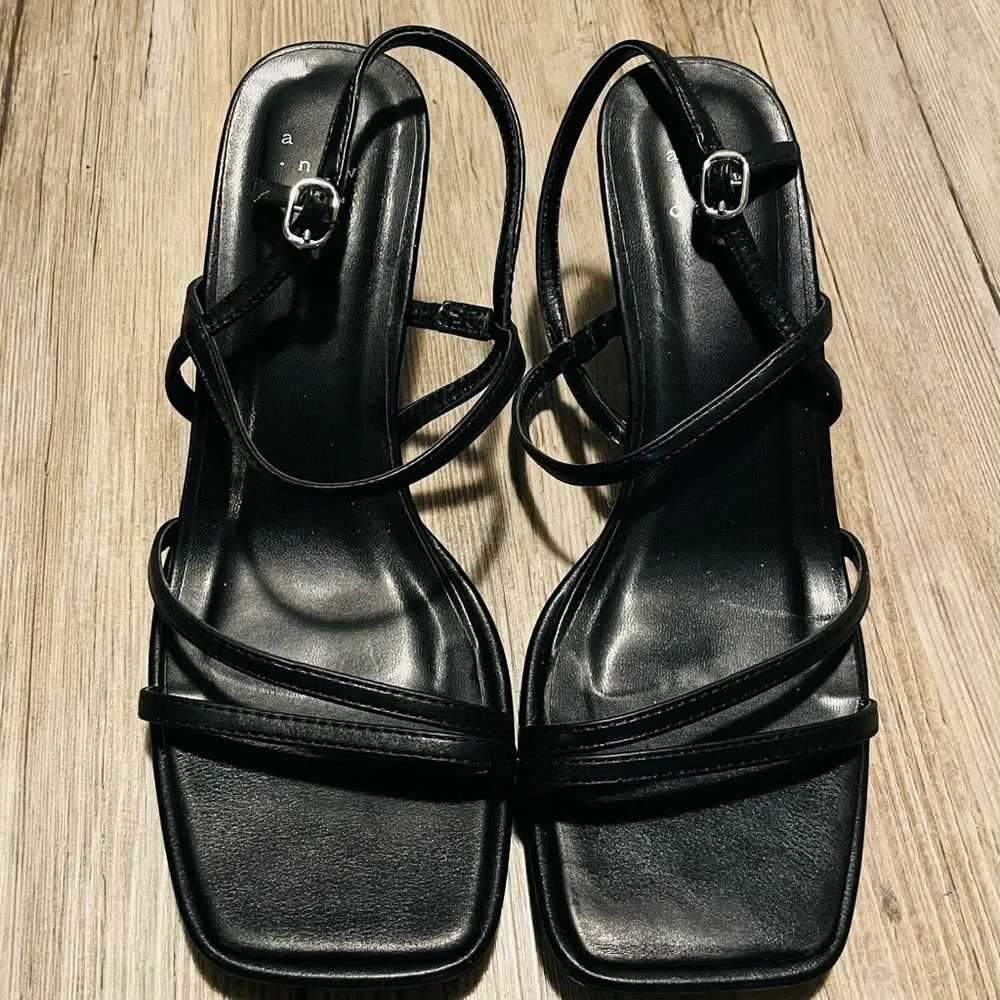 a new day Black Strappy Heels size 7.5 - Picture 2 of 7
